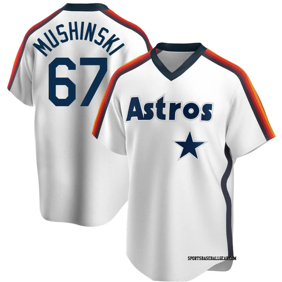 Parker Mushinski Men's Houston Astros White Replica Home Cooperstown Collection Team Jersey