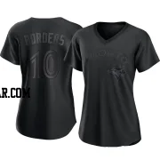 Pat Borders Women's Toronto Blue Jays Black Authentic Pitch Fashion Jersey