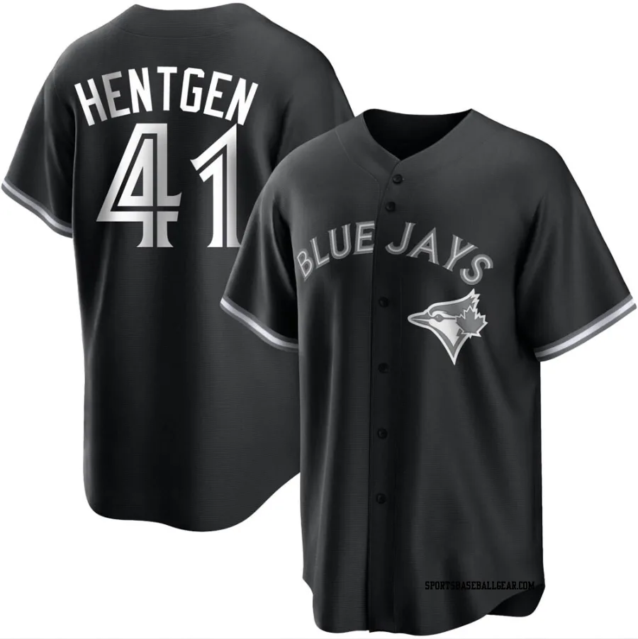 Pat Hentgen Men's Toronto Blue Jays Black/White Replica Jersey