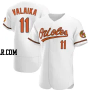 Pat Valaika Men's Baltimore Orioles White Authentic Home Jersey