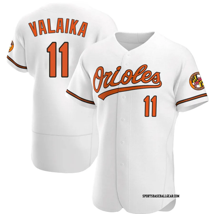 Pat Valaika Men's Baltimore Orioles White Authentic Home Jersey