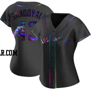 Patrick Sandoval Women's Los Angeles Angels Black Holographic Replica Alternate Jersey