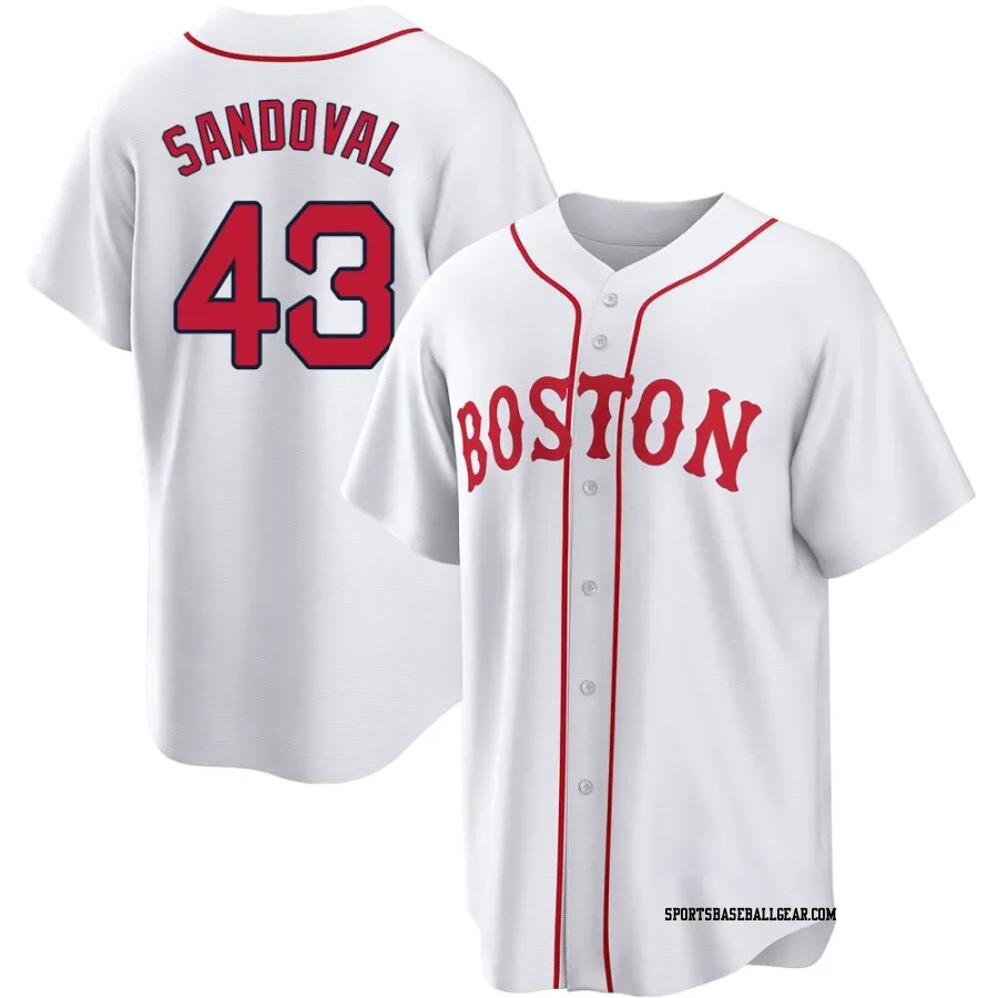 Patrick Sandoval Youth Boston Red Sox White Replica 2021 Patriots' Day Jersey