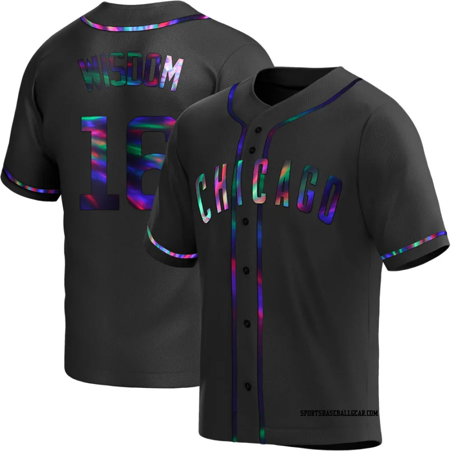 Patrick Wisdom Men's Chicago Cubs Black Holographic Replica Alternate Jersey