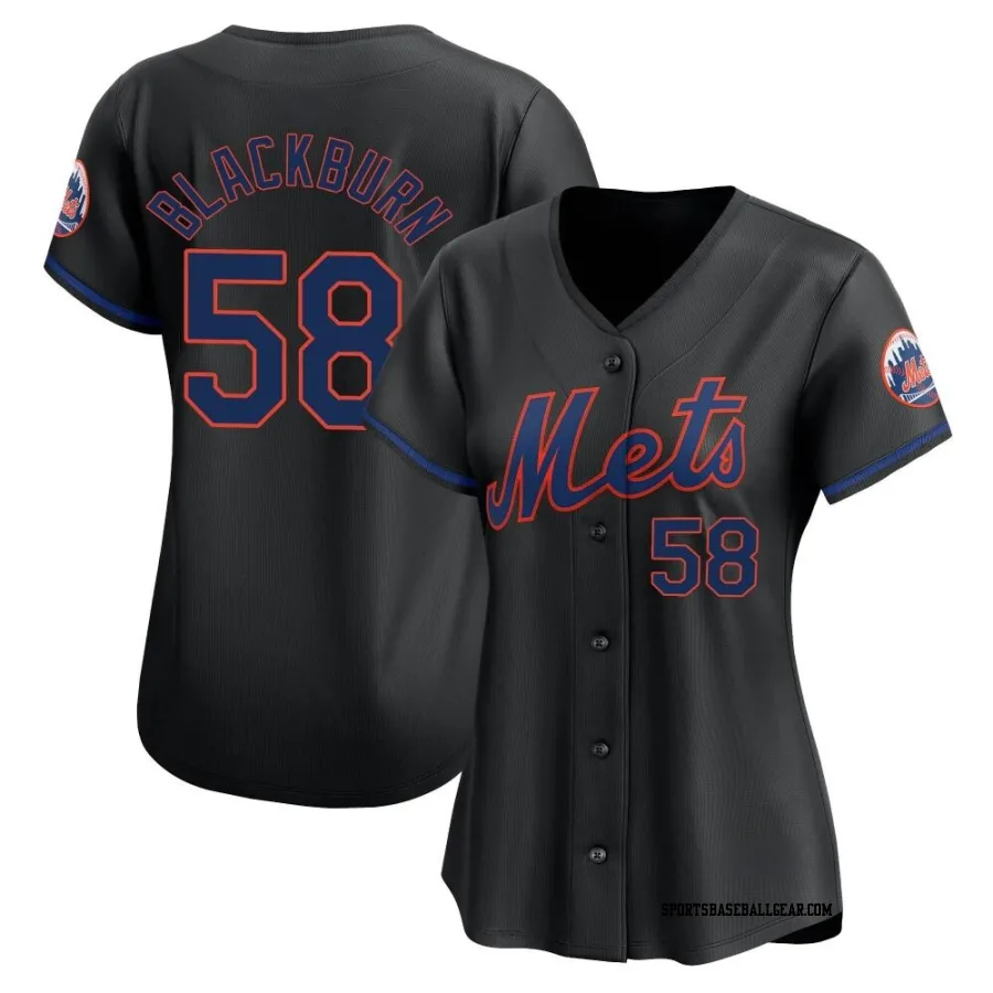 Paul Blackburn Women's New York Mets Black Limited Alternate Jersey