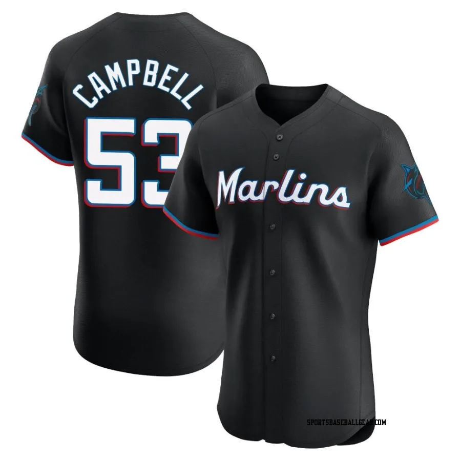 Paul Campbell Men's Miami Marlins Black Elite Alternate Vapor Premier Jersey