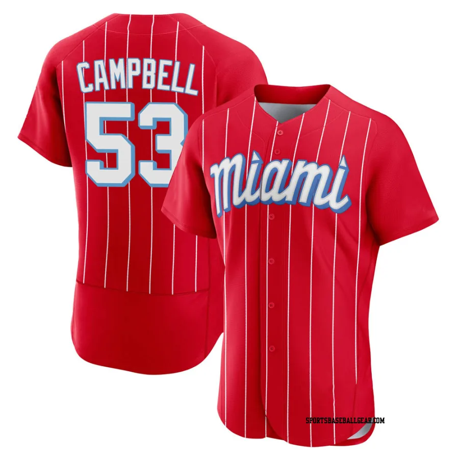 Paul Campbell Men's Miami Marlins Red Authentic 2021 City Connect Jersey