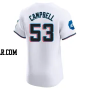 Paul Campbell Men's Miami Marlins White Elite Home Patch Jersey