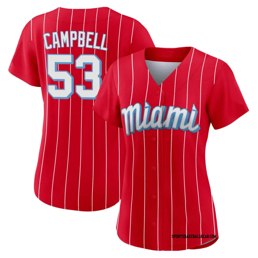 Paul Campbell Women's Miami Marlins Red Authentic 2021 City Connect Jersey