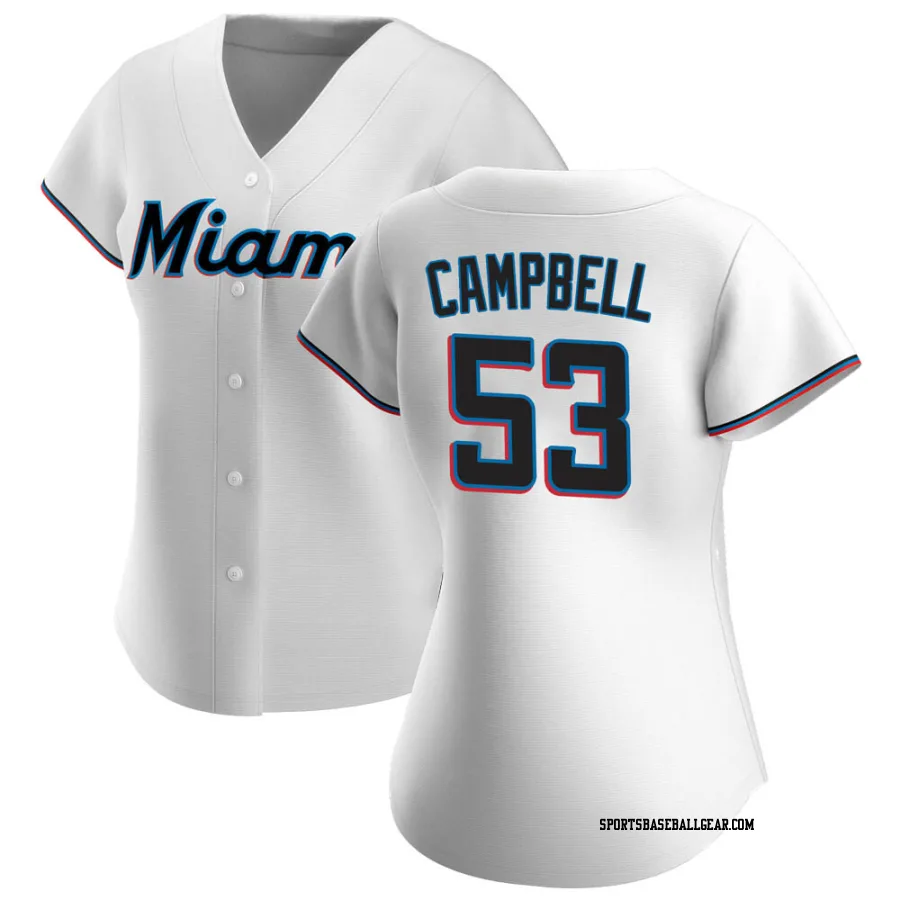 Paul Campbell Women's Miami Marlins White Authentic Home Jersey