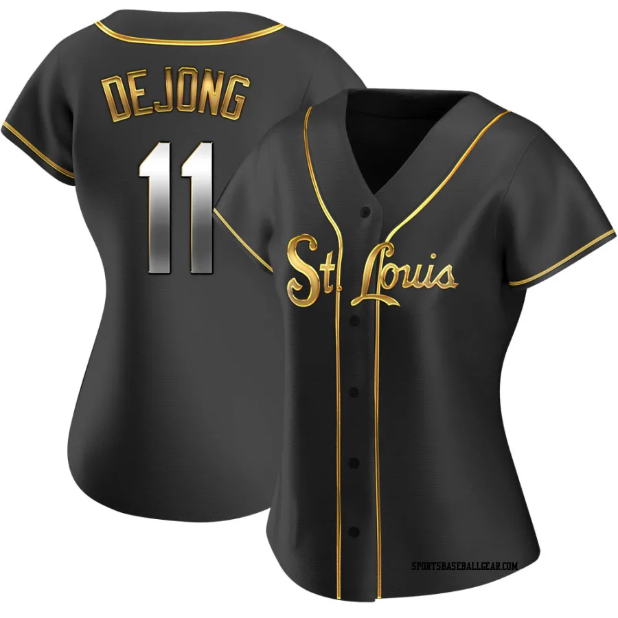 Paul DeJong Women's St. Louis Cardinals Black Golden Replica Alternate Jersey