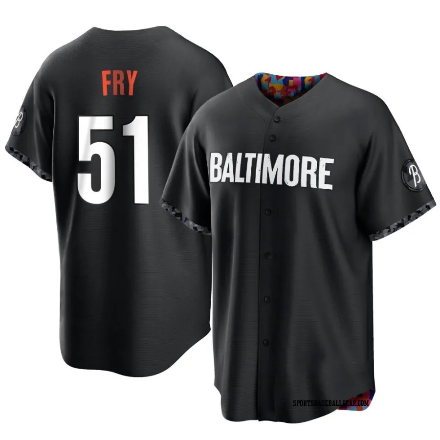 Paul Fry Men's Baltimore Orioles Black Replica 2023 City Connect Jersey