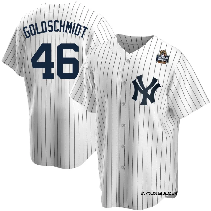 Paul Goldschmidt Men's New York Yankees White Replica Home 2024 World Series Jersey