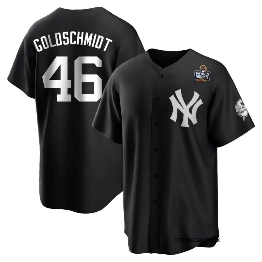 Paul Goldschmidt Youth New York Yankees Black/White Replica 2024 World Series Jersey