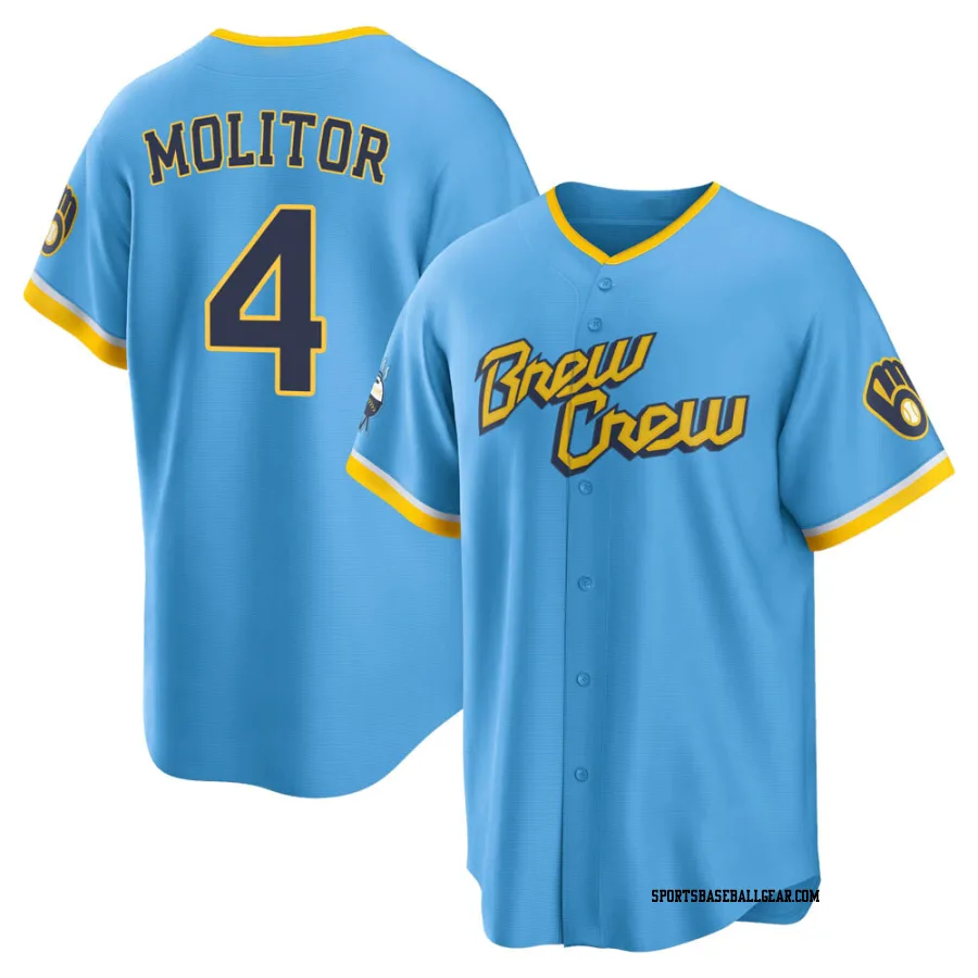 Paul Molitor Men's Milwaukee Brewers Blue Replica Powder 2022 City Connect Jersey