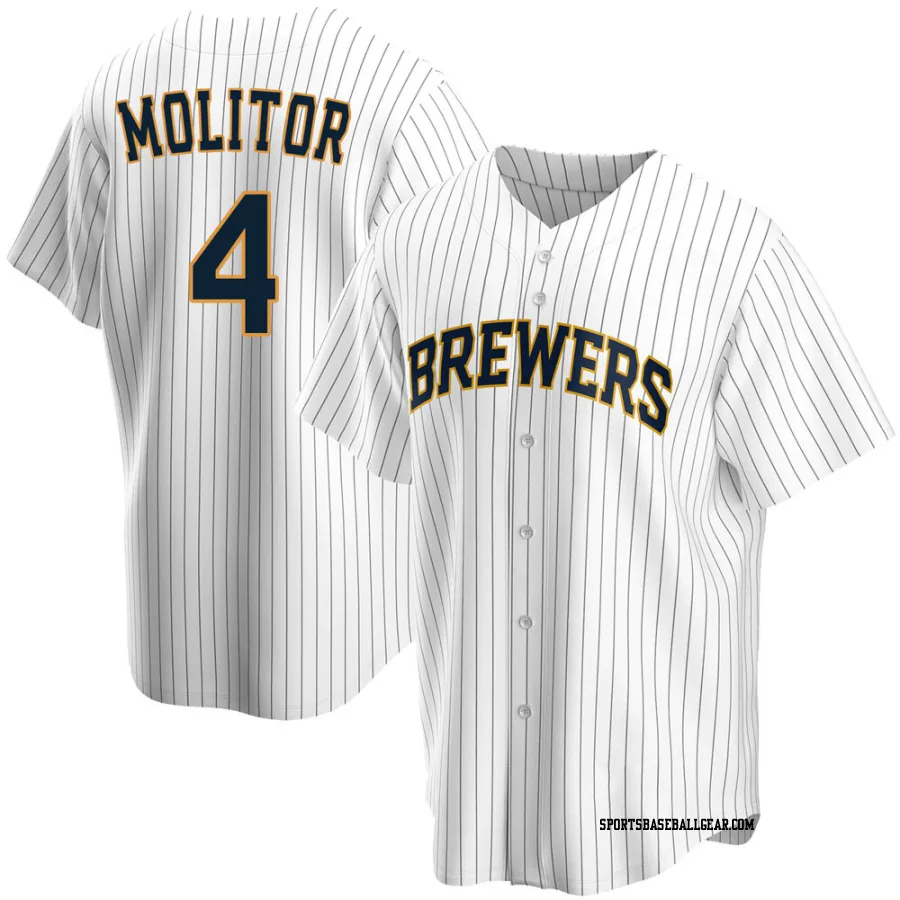 Paul Molitor Men's Milwaukee Brewers White Replica Home Jersey