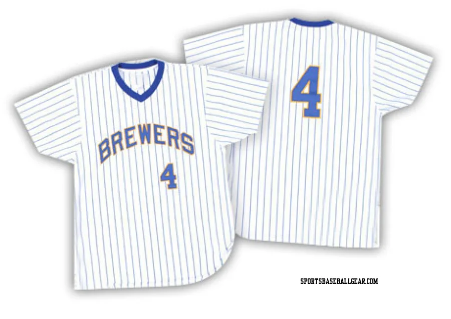 Paul Molitor Men's Milwaukee Brewers White/Blue Replica Strip Throwback Jersey