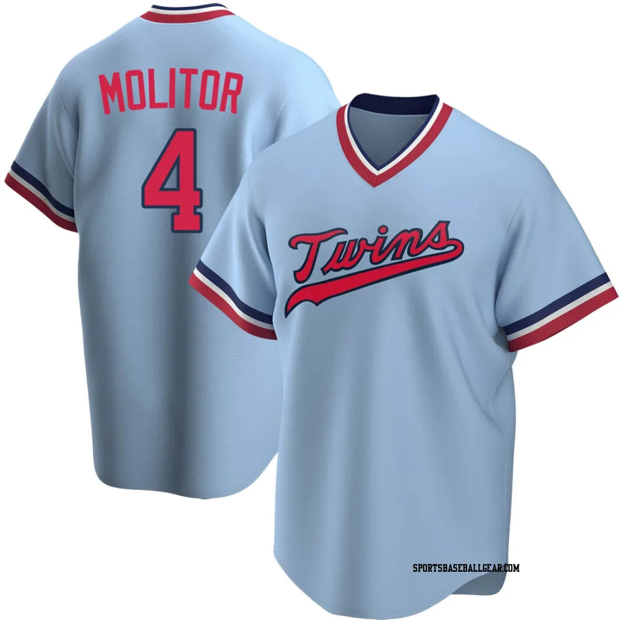 Paul Molitor Men's Minnesota Twins Light Blue Replica Road Cooperstown Collection Jersey