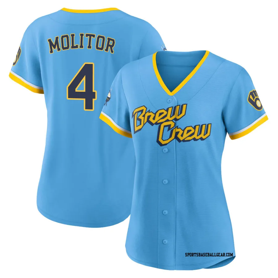 Paul Molitor Women's Milwaukee Brewers Blue Authentic Powder 2022 City Connect Jersey