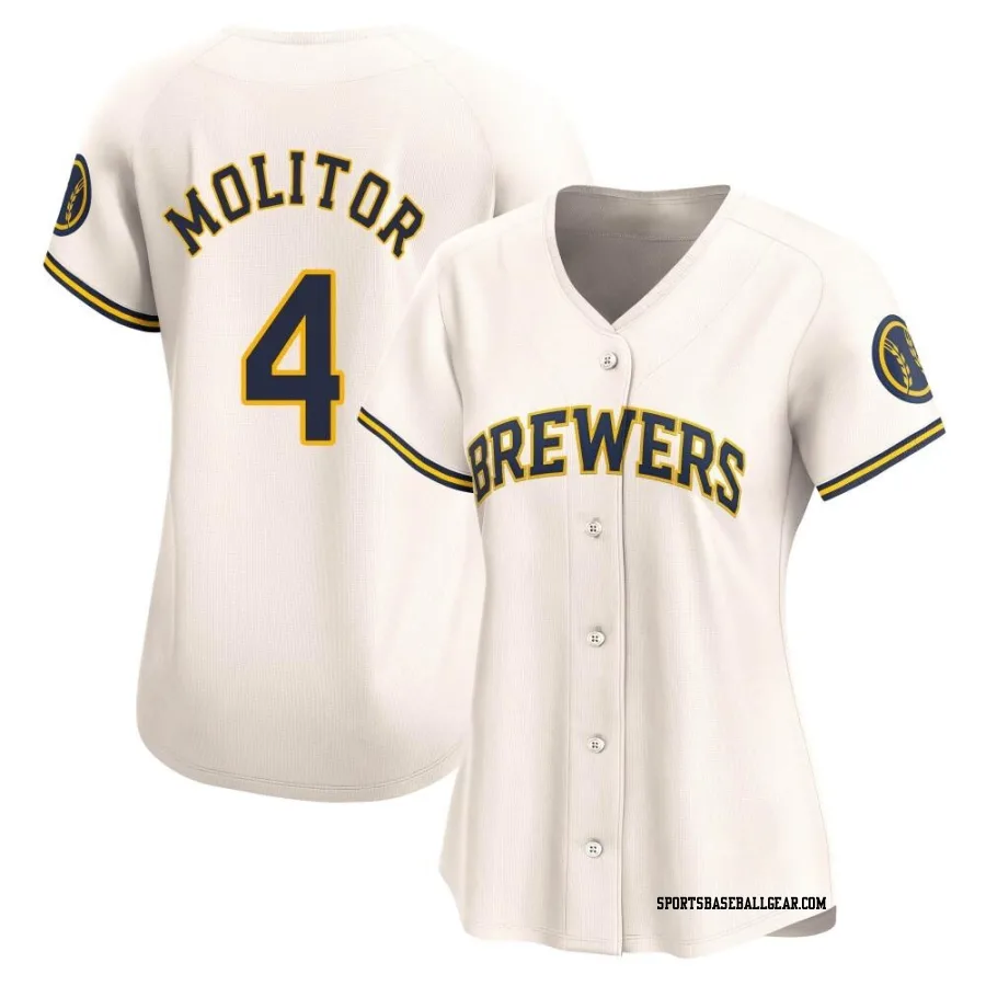 Paul Molitor Women's Milwaukee Brewers Cream Limited Home Jersey