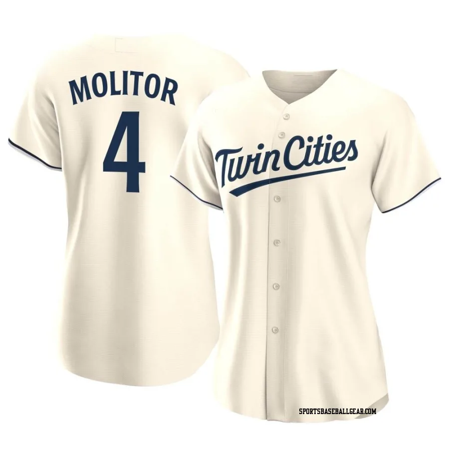 Paul Molitor Women's Minnesota Twins Cream Replica Alternate Jersey