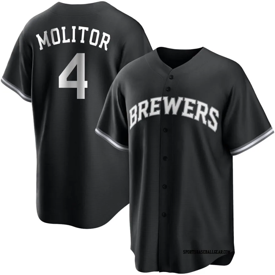 Paul Molitor Youth Milwaukee Brewers Black/White Replica Jersey