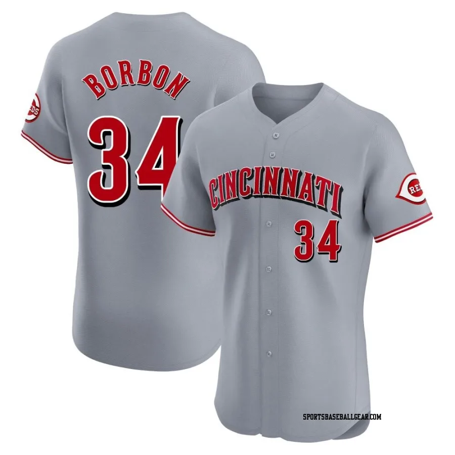 Pedro Borbon Men's Cincinnati Reds Gray Elite Road Jersey