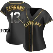 Pedro Cerrano Women's Cleveland Guardians Black Golden Replica Alternate Jersey