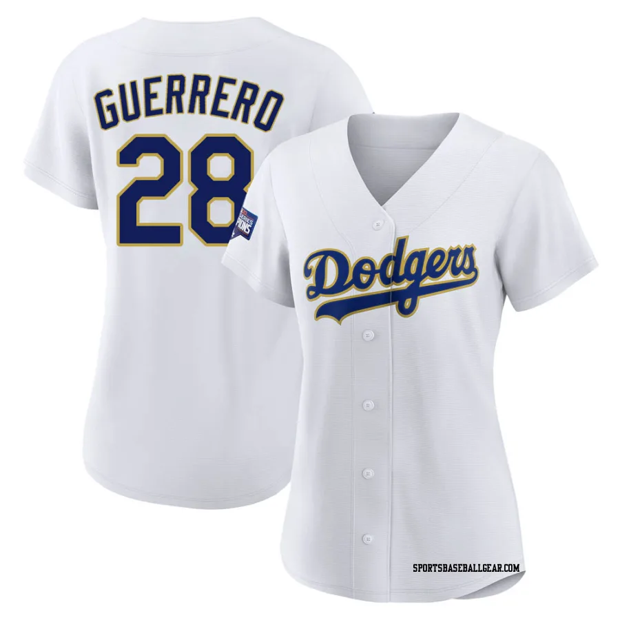 Pedro Guerrero Women's Los Angeles Dodgers White/Gold Replica 2021 Gold Program Player Jersey