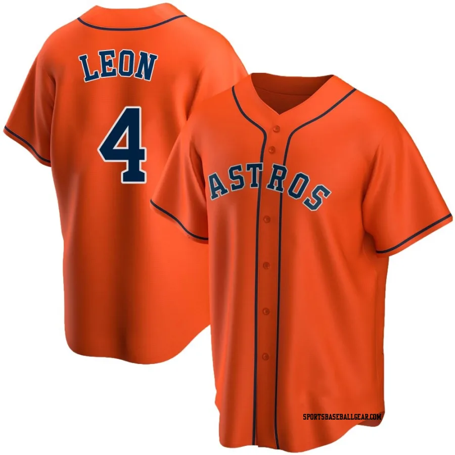 Pedro Leon Men's Houston Astros Orange Replica Alternate Jersey