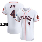 Pedro Leon Men's Houston Astros White Elite Home Patch Jersey