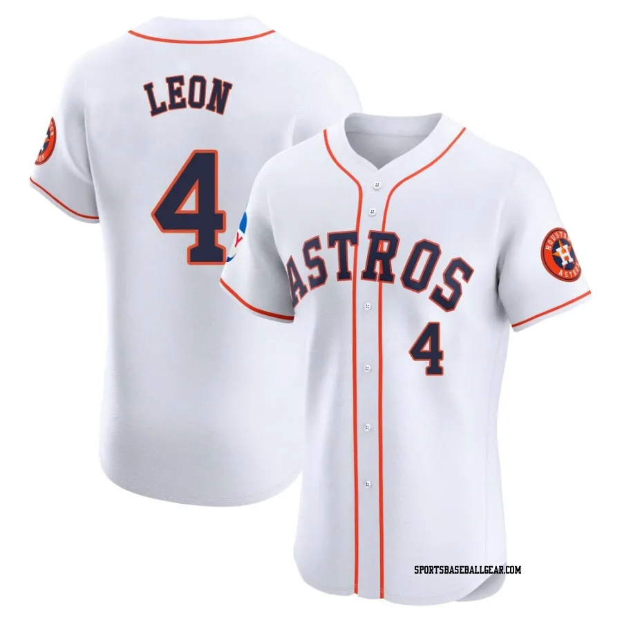 Pedro Leon Men's Houston Astros White Elite Home Patch Jersey