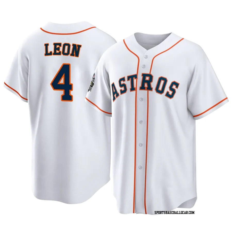 Pedro Leon Men's Houston Astros White Replica 2022 World Series Home Jersey