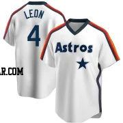 Pedro Leon Men's Houston Astros White Replica Home Cooperstown Collection Team Jersey