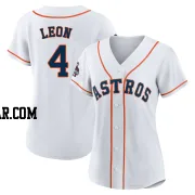 Pedro Leon Women's Houston Astros White Authentic 2022 World Series Champions Home Jersey