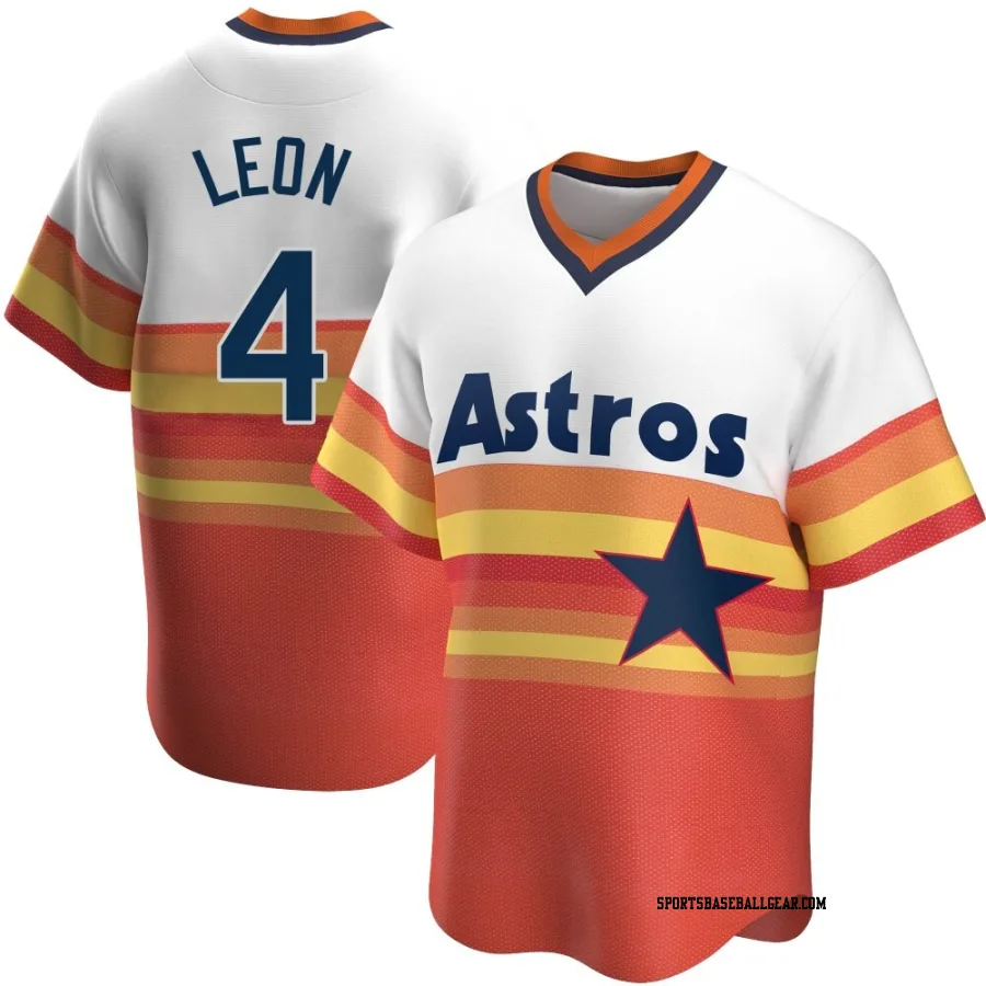 Pedro Leon Youth Houston Astros White Replica Home Cooperstown Collection Jersey