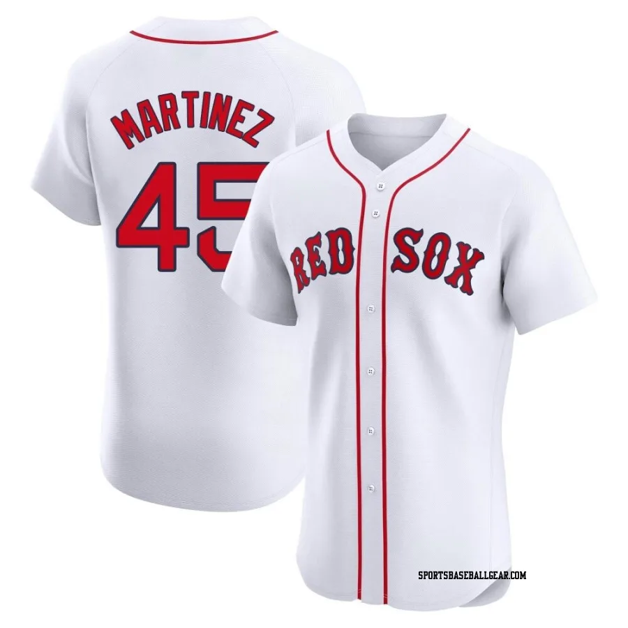 Pedro Martinez Men's Boston Red Sox White Elite Home Patch Jersey