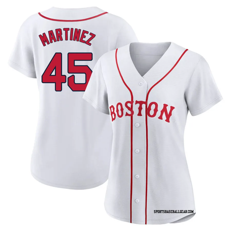 Pedro Martinez Women's Boston Red Sox White Replica 2021 Patriots' Day Jersey