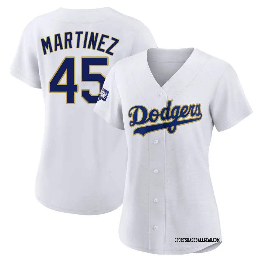 Pedro Martinez Women's Los Angeles Dodgers White/Gold Authentic 2021 Gold Program Player Jersey