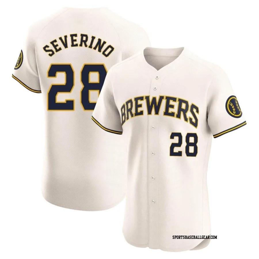 Pedro Severino Men's Milwaukee Brewers Cream Elite Home Jersey