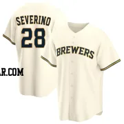 Pedro Severino Men's Milwaukee Brewers Cream Replica Home Jersey