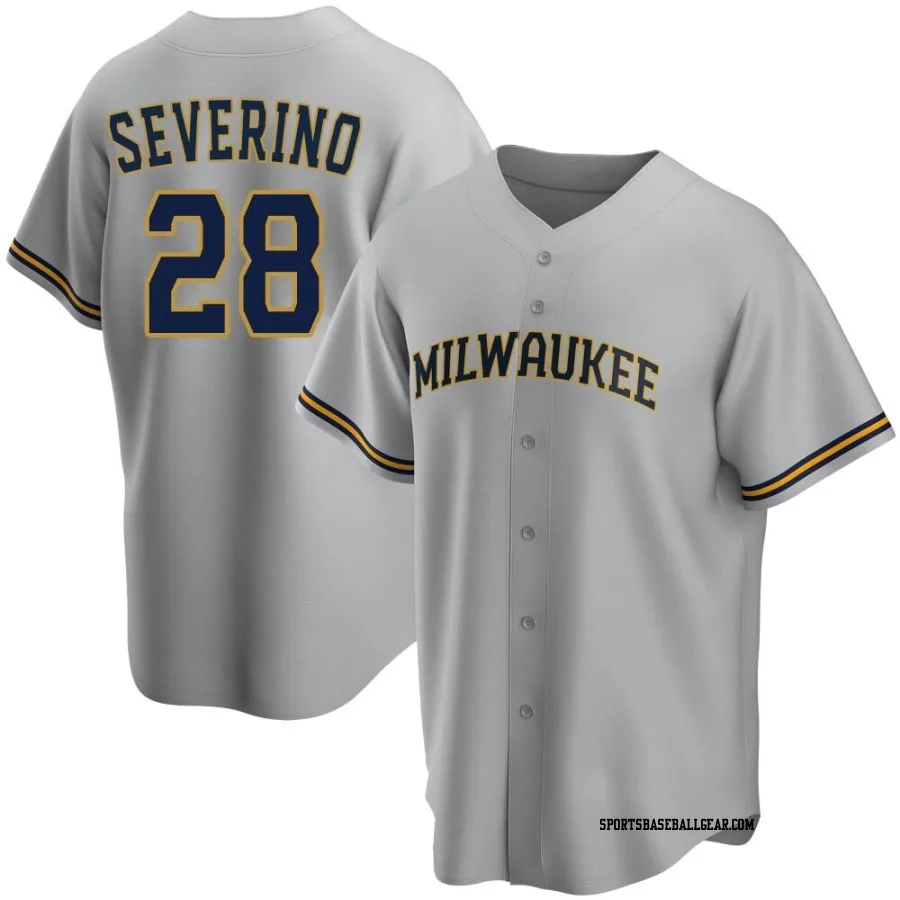 Pedro Severino Men's Milwaukee Brewers Gray Replica Road Jersey