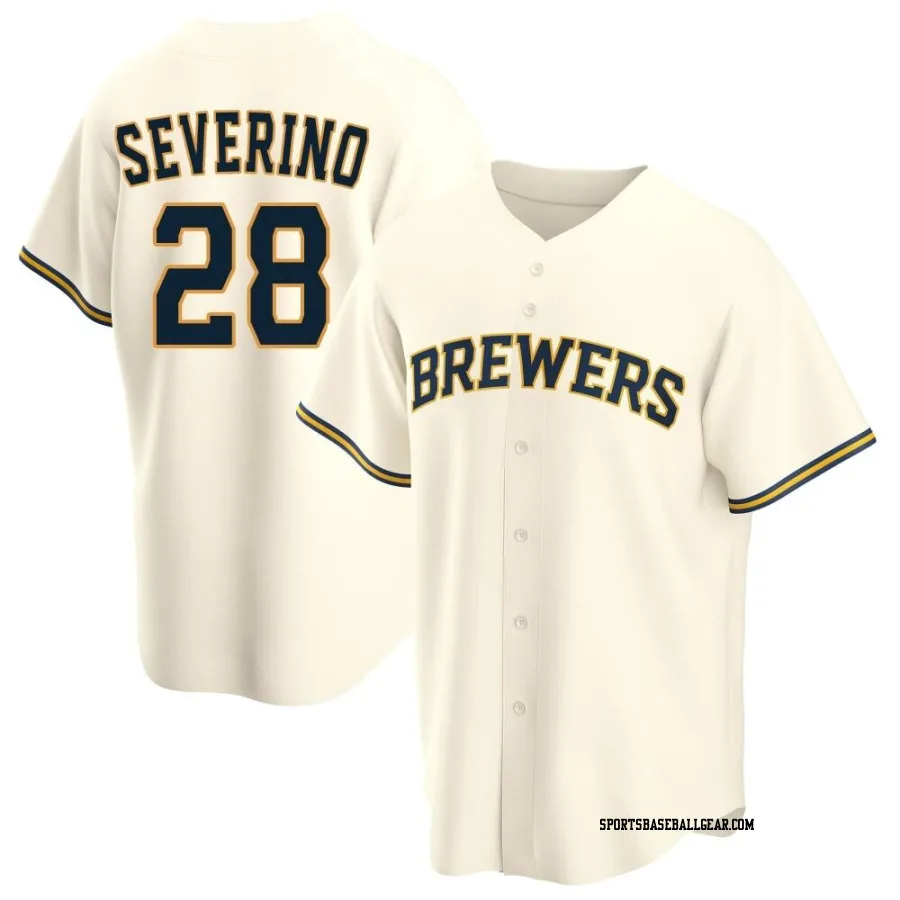 Pedro Severino Youth Milwaukee Brewers Cream Replica Home Jersey