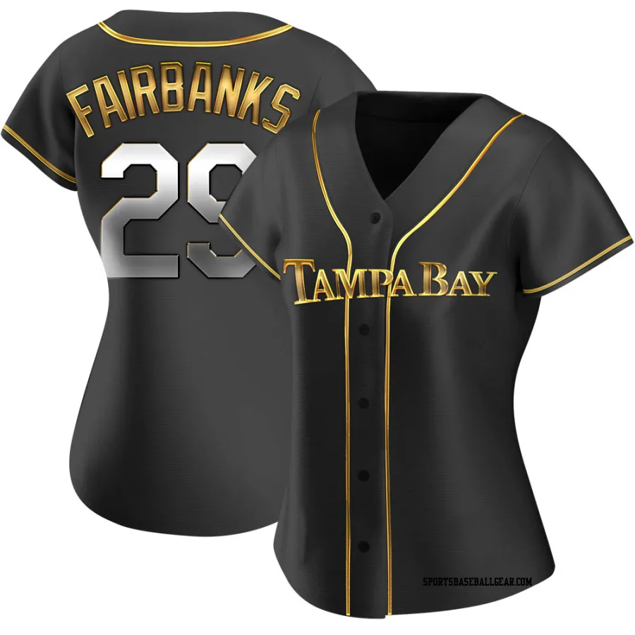 Pete Fairbanks Women's Tampa Bay Rays Black Golden Replica Alternate Jersey