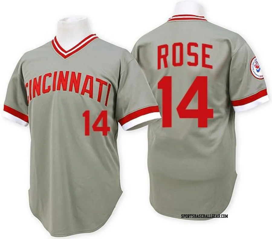 Pete Rose Men's Cincinnati Reds Grey Authentic Throwback Jersey