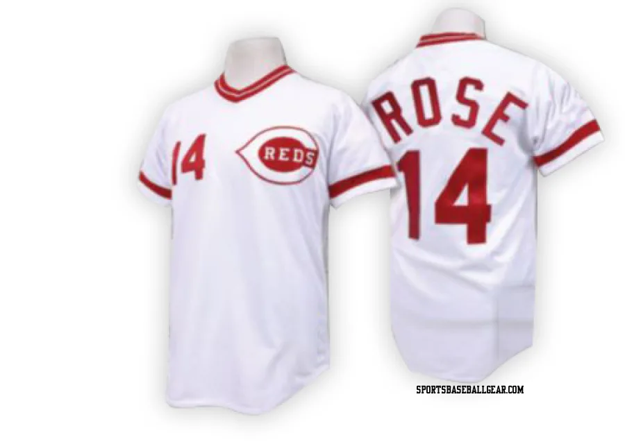 Pete Rose Men's Cincinnati Reds White Authentic Throwback Jersey