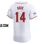 Pete Rose Men's Cincinnati Reds White Elite Home Patch Jersey