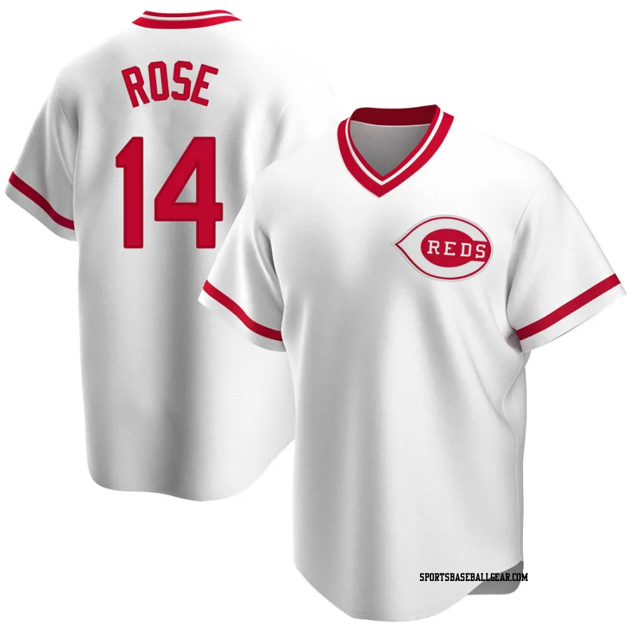 Pete Rose Men's Cincinnati Reds White Replica Home Cooperstown Collection Jersey