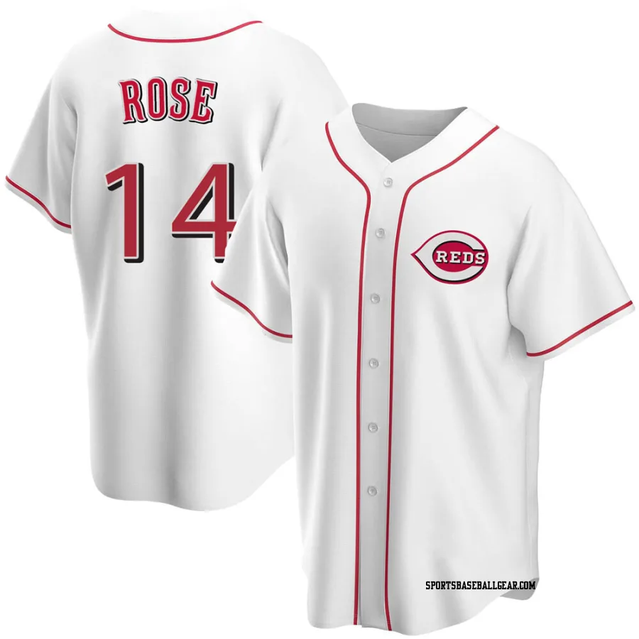 Pete Rose Men's Cincinnati Reds White Replica Home Jersey