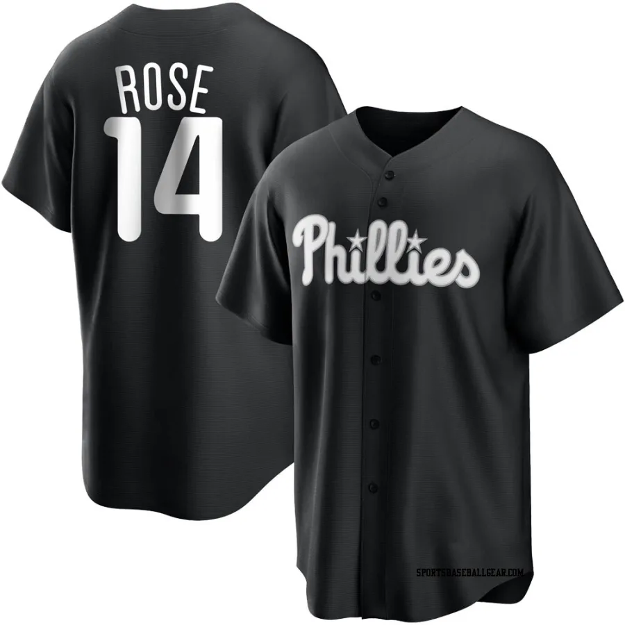 Pete Rose Men's Philadelphia Phillies Black/White Replica Jersey